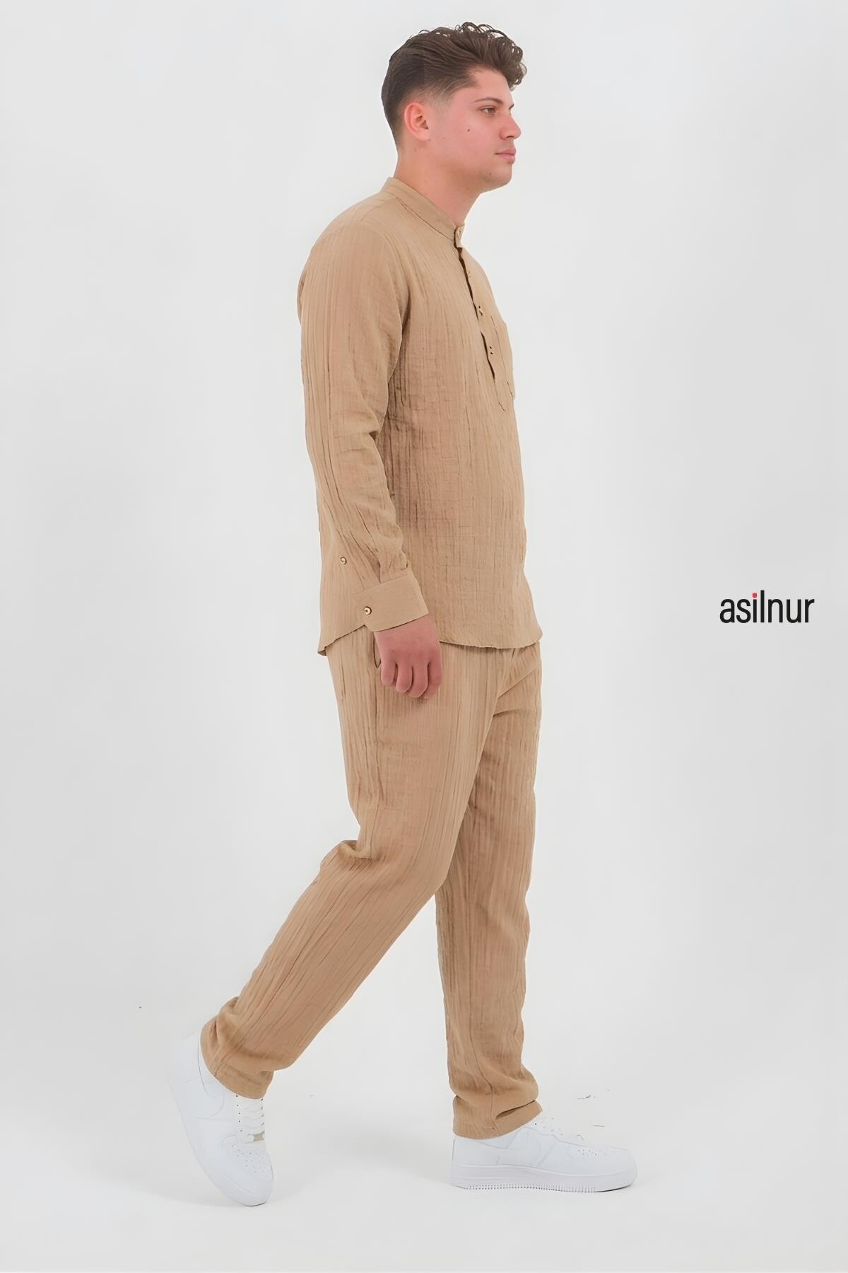 Sefa Erkek Hac ve Umre Kıyafeti İkili Takım Bej - 3