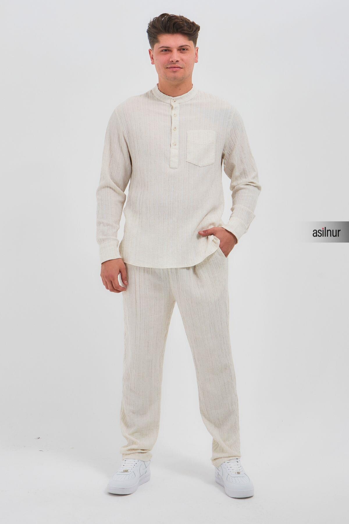 Sefa Erkek Hac ve Umre Kıyafeti İkili Takım Beyaz 