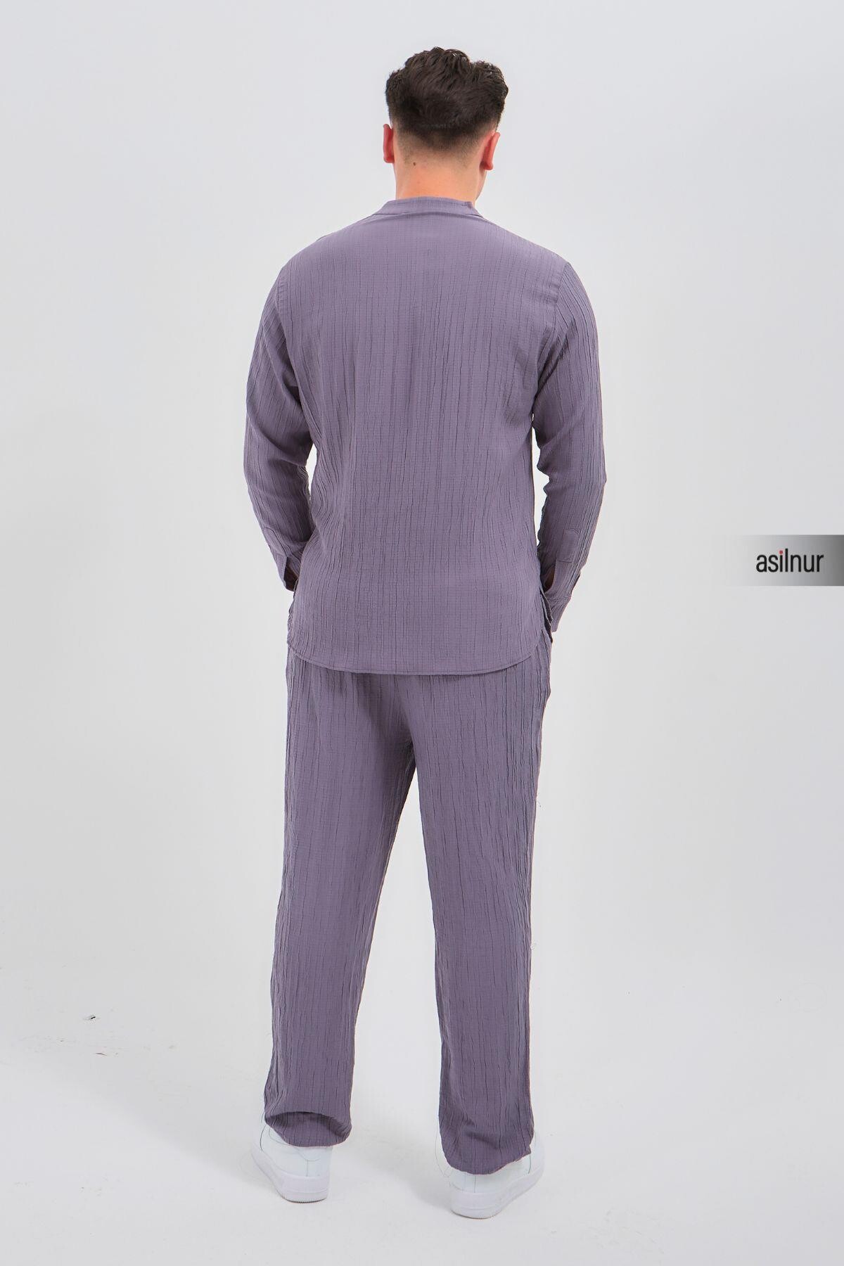 Sefa Erkek Hac ve Umre Kıyafeti İkili Takım Gri - 4