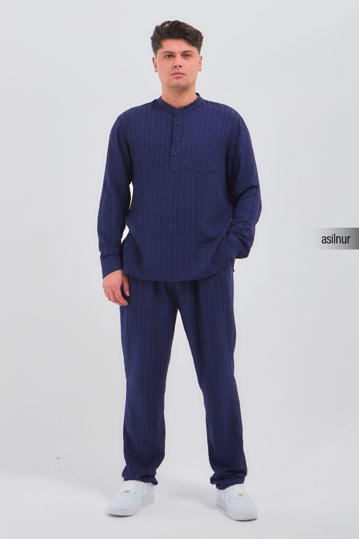 Sefa Erkek Hac ve Umre Kıyafeti İkili Takım Lacivert 