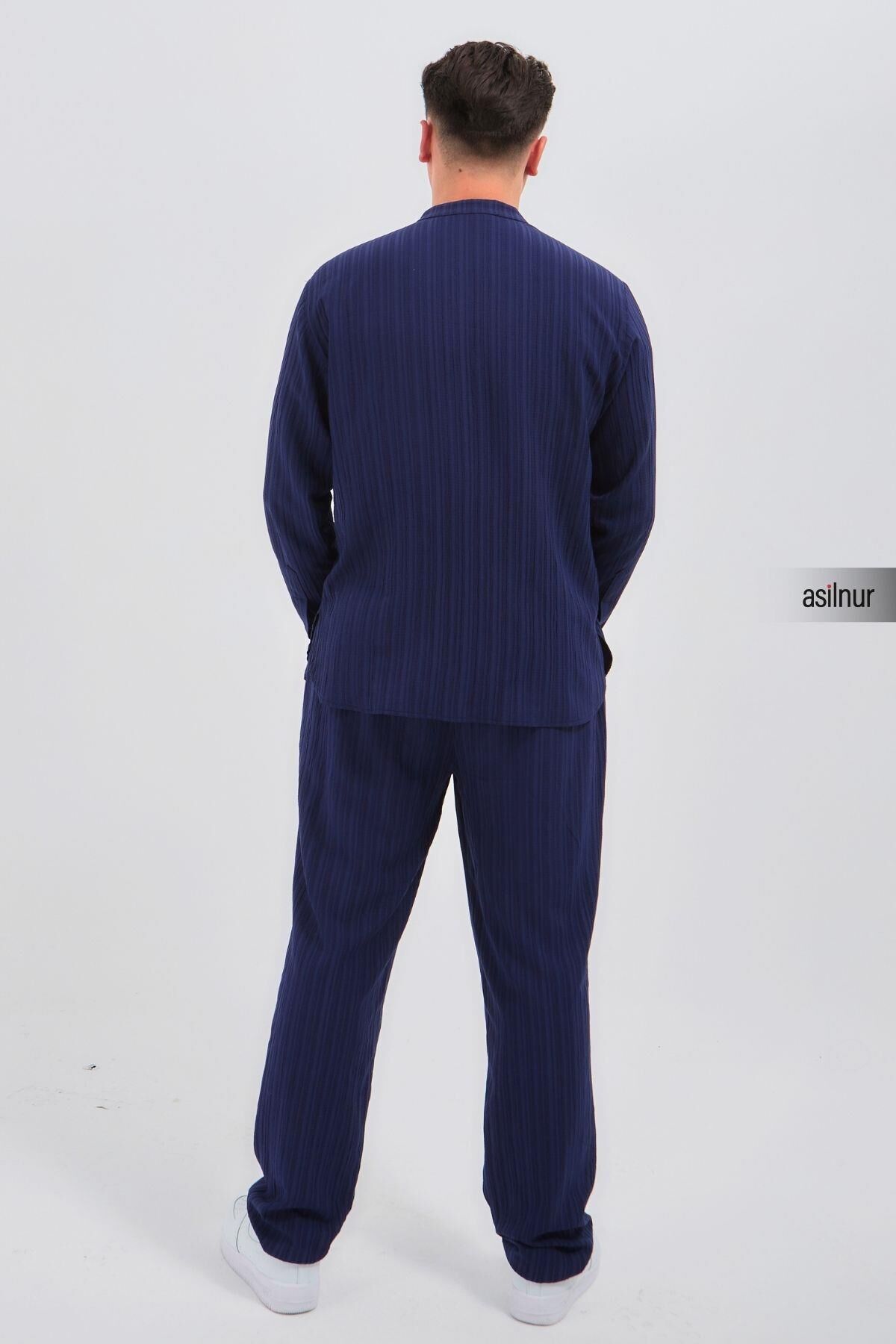 Sefa Erkek Hac ve Umre Kıyafeti İkili Takım Lacivert - 4