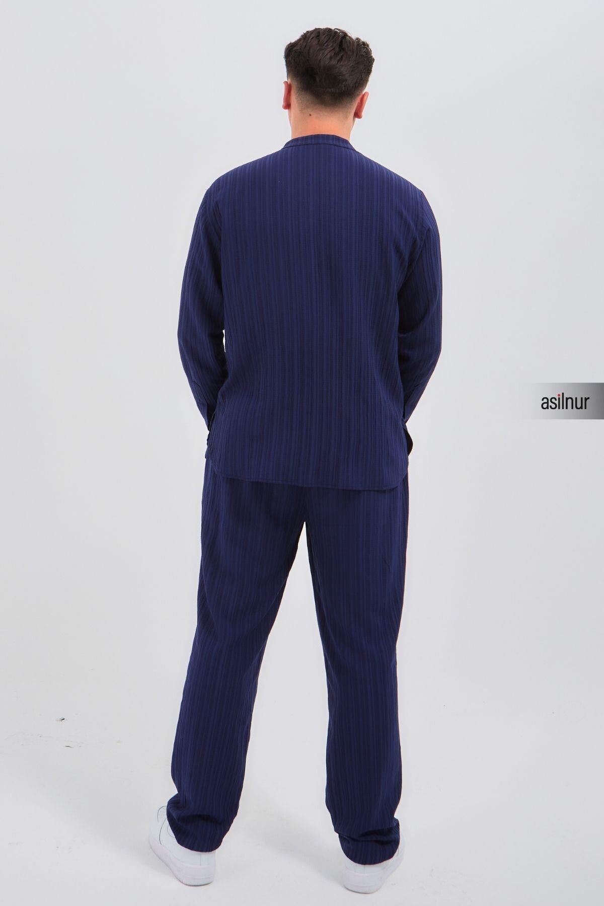 Sefa Erkek Hac ve Umre Kıyafeti İkili Takım Lacivert - 4