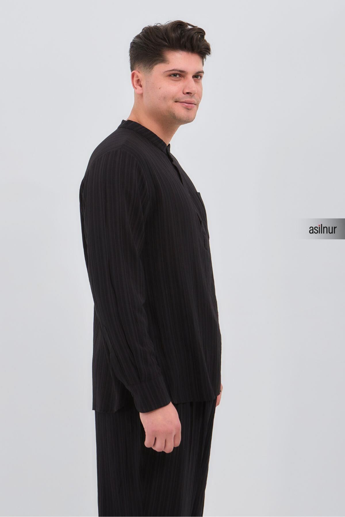 Sefa Erkek Hac ve Umre Kıyafeti İkili Takım Siyah - 5