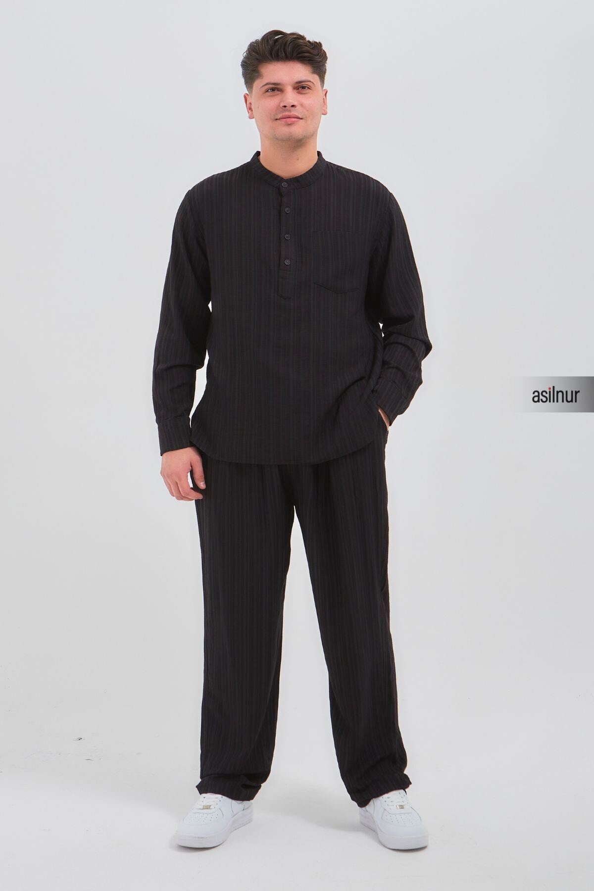 Sefa Erkek Hac ve Umre Kıyafeti İkili Takım Siyah - ASİLNUR