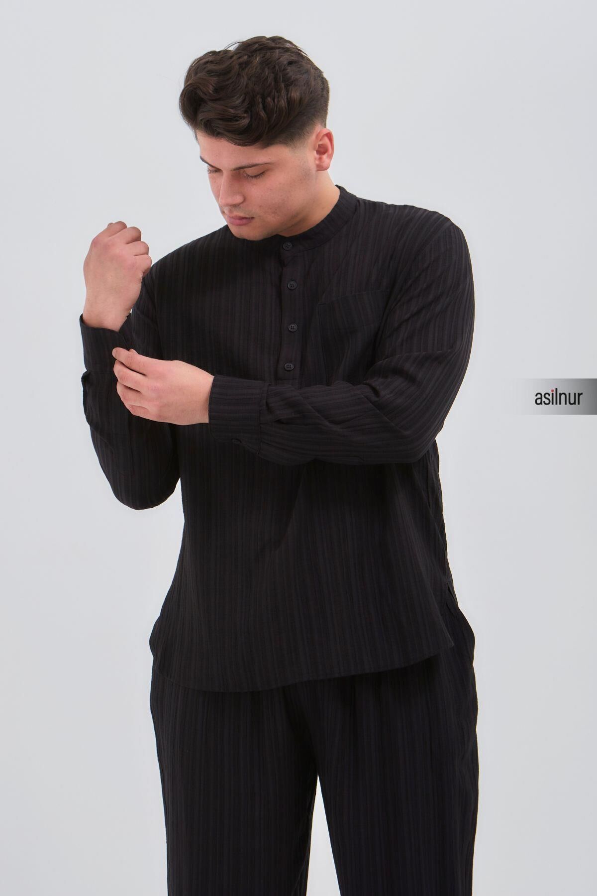 Sefa Erkek Hac ve Umre Kıyafeti İkili Takım Siyah - 6