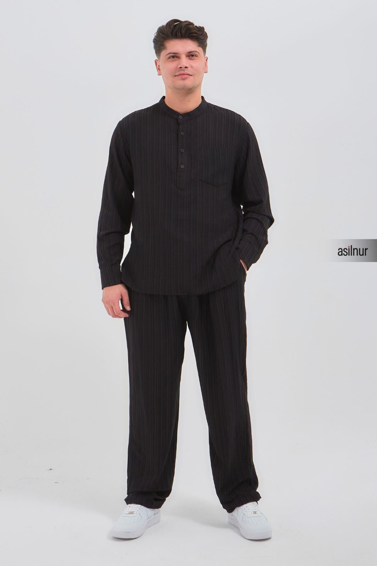 Sefa Erkek Hac ve Umre Kıyafeti İkili Takım Siyah - 1