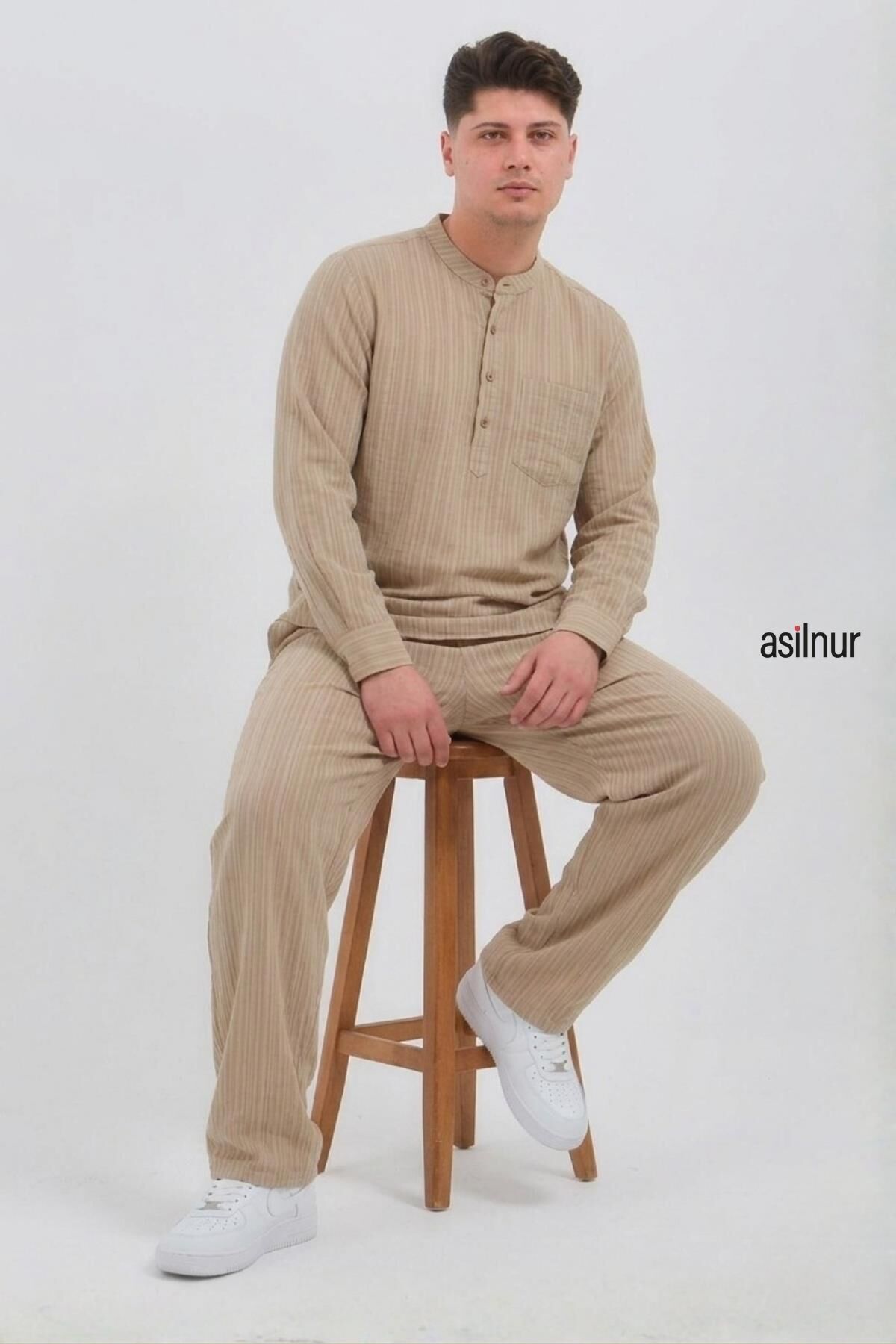 Sefa Erkek Hac ve Umre Kıyafeti İkili Takım Taş - 6