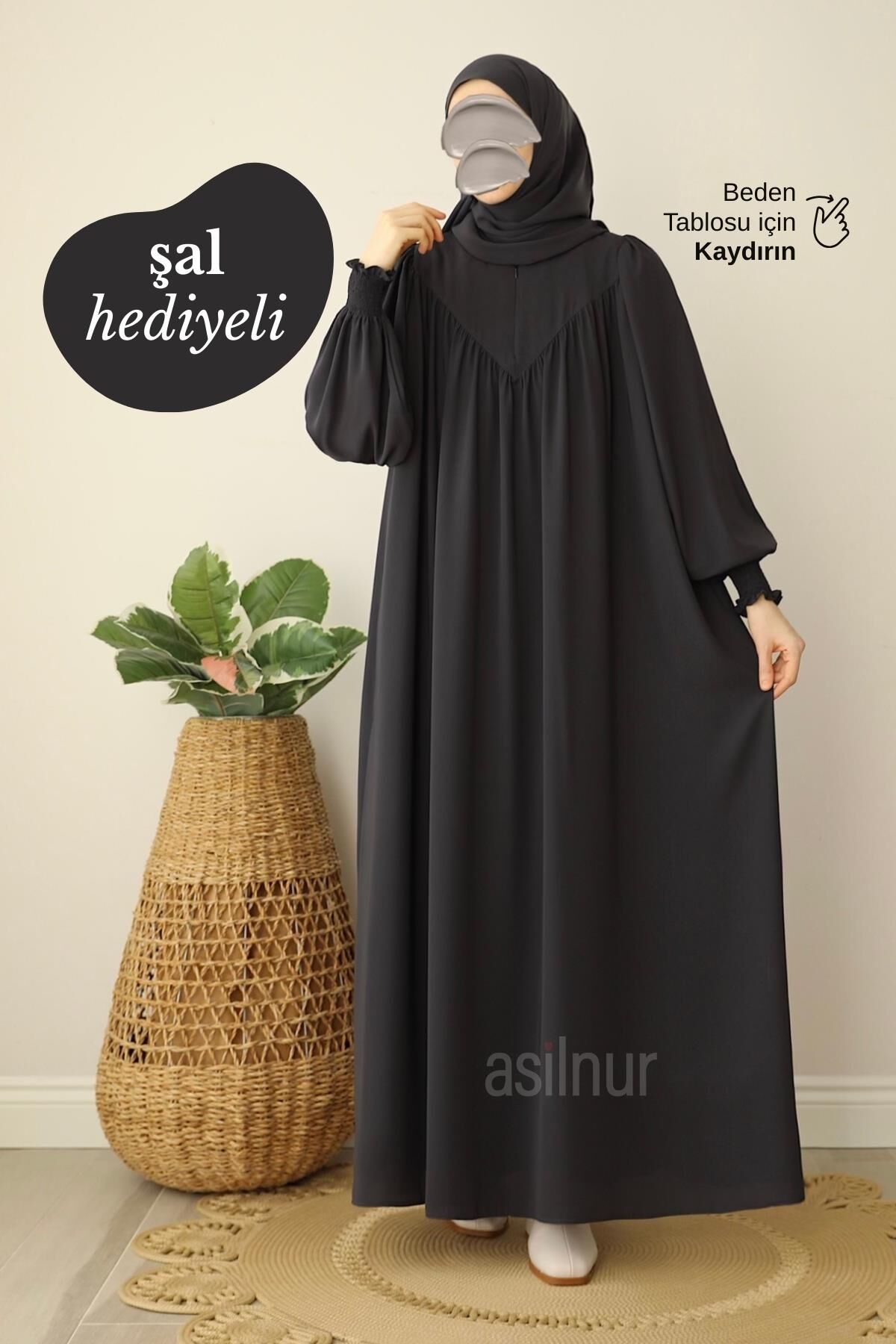 Sema Elbise Şal Hediyeli Takım Füme - 1