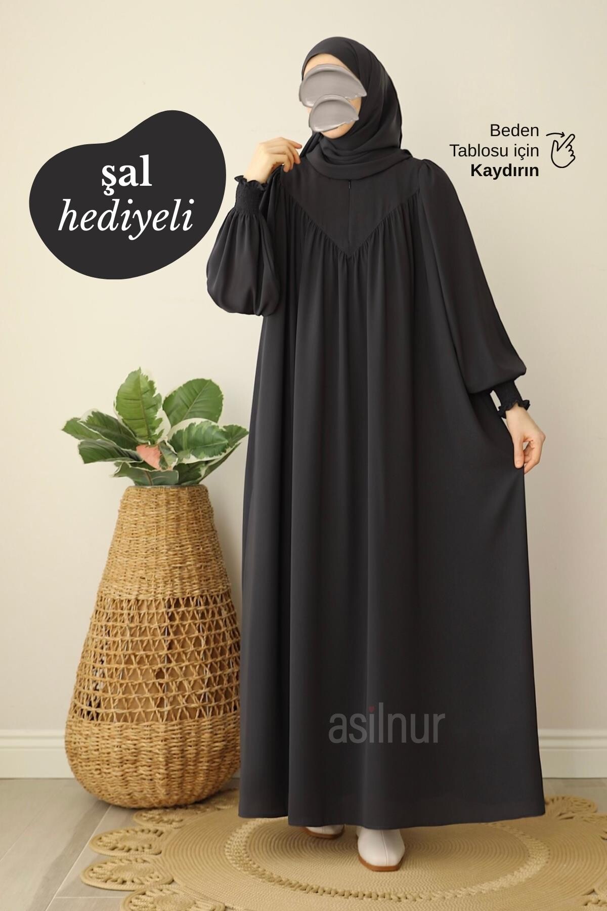 Sema Elbise Şal Hediyeli Takım Füme 