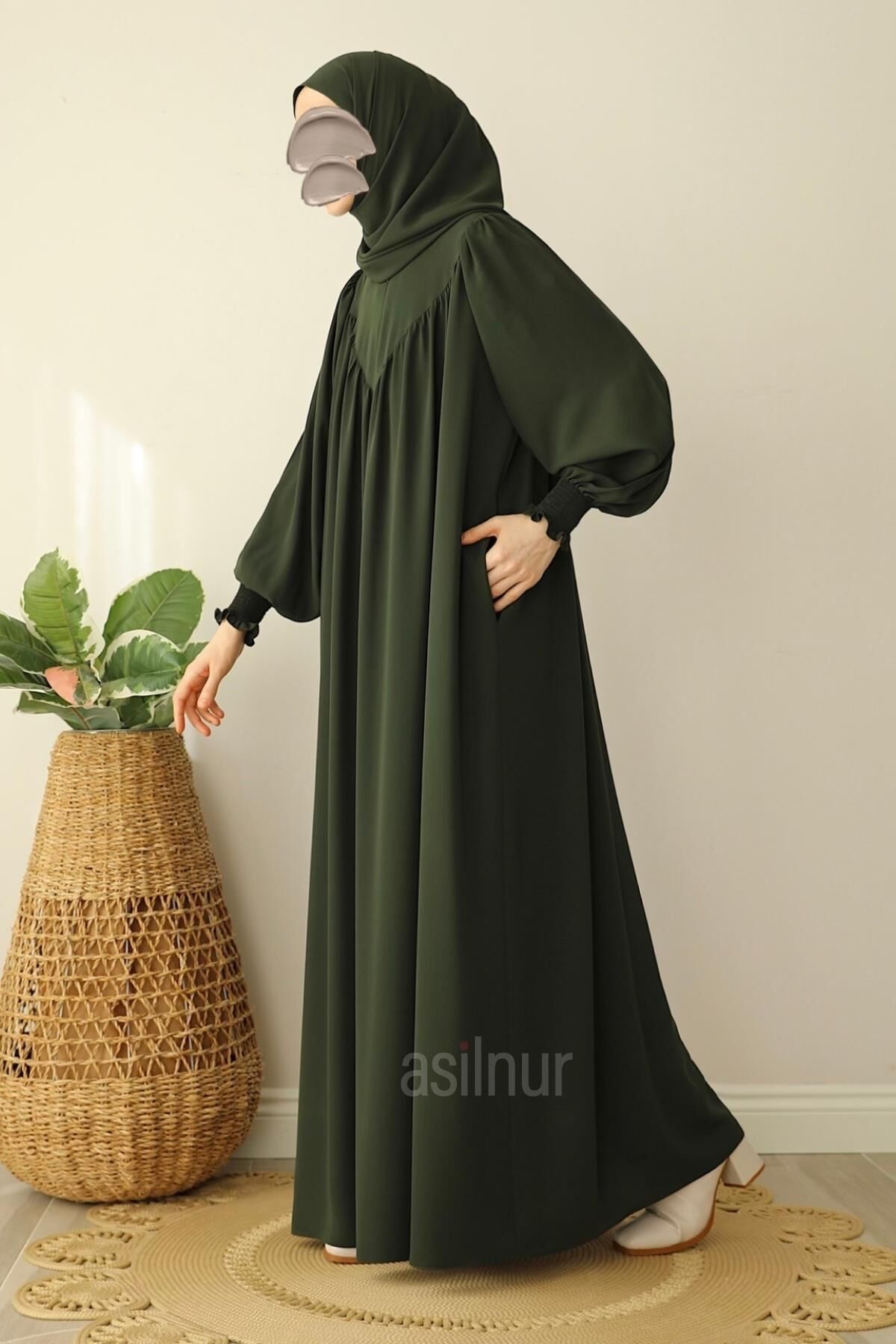 Sema Elbise Şal Hediyeli Takım Haki - 3