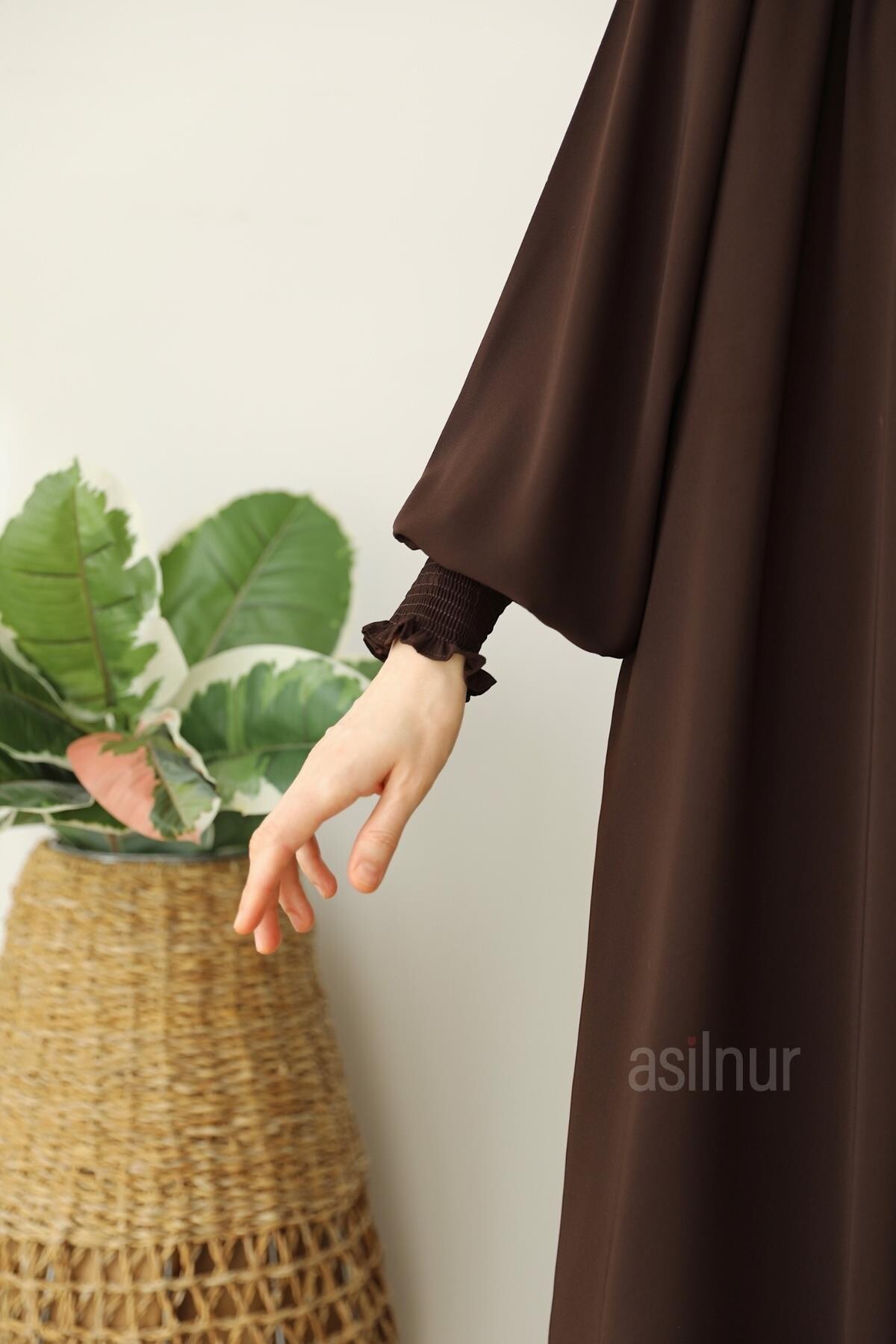 Sema Elbise Şal Hediyeli Takım Kahverengi - 6