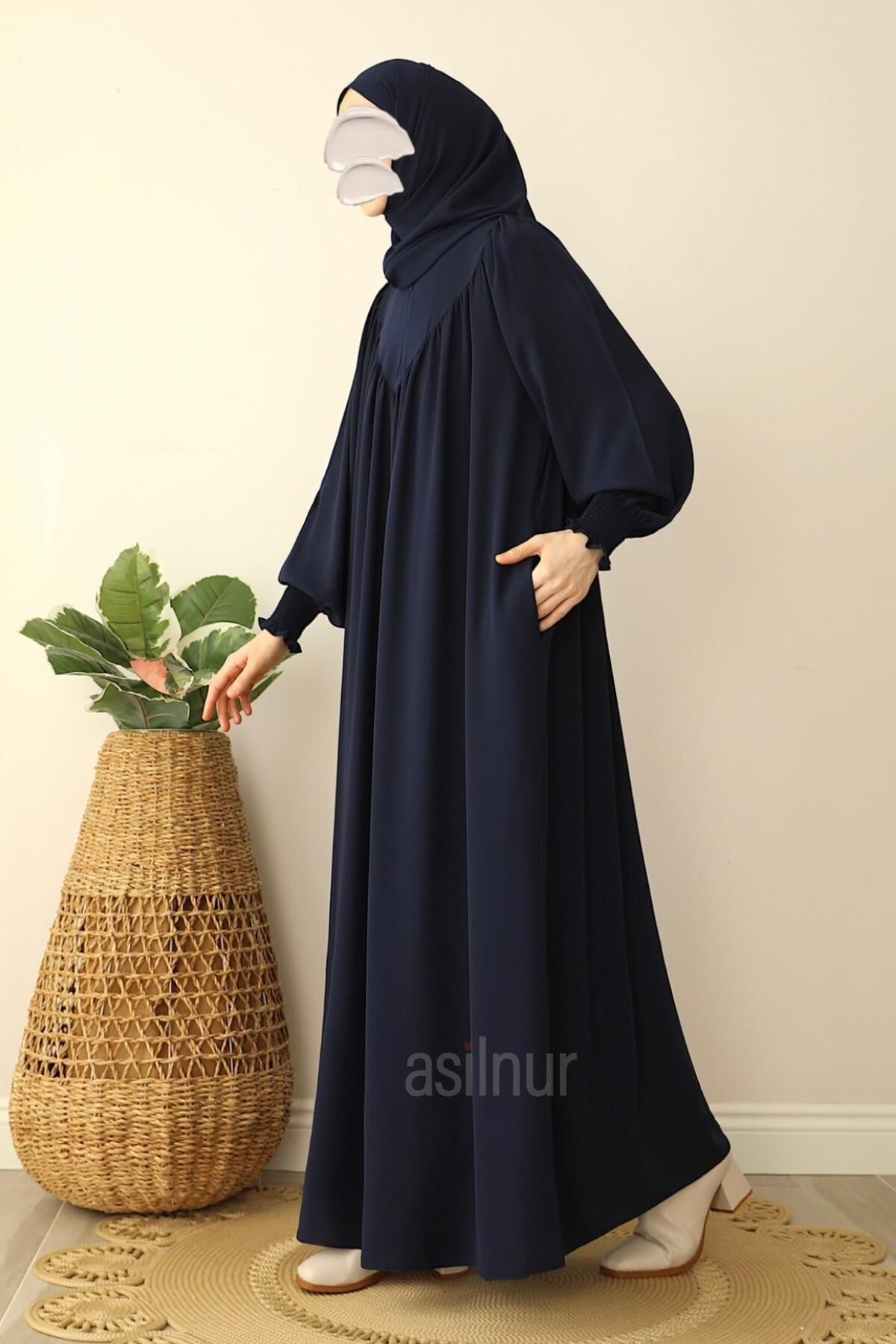 Sema Elbise Şal Hediyeli Takım Lacivert - 3