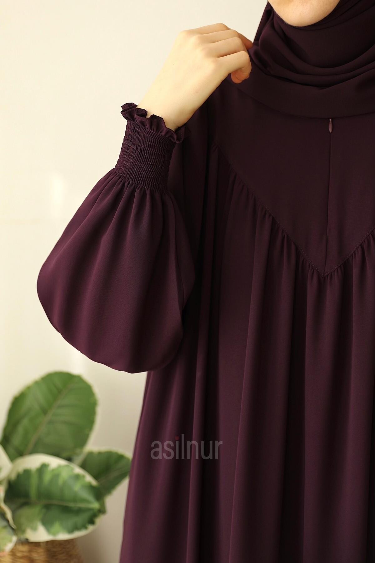 Sema Elbise Şal Hediyeli Takım Mürdüm - 6