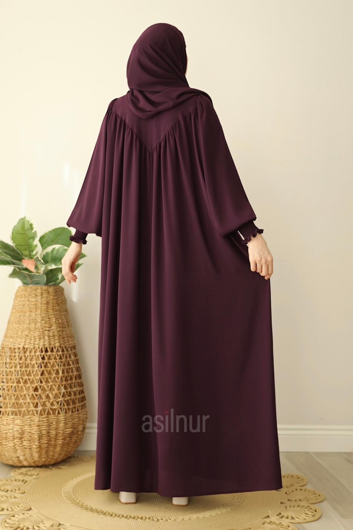 Sema Elbise Şal Hediyeli Takım Mürdüm - 4