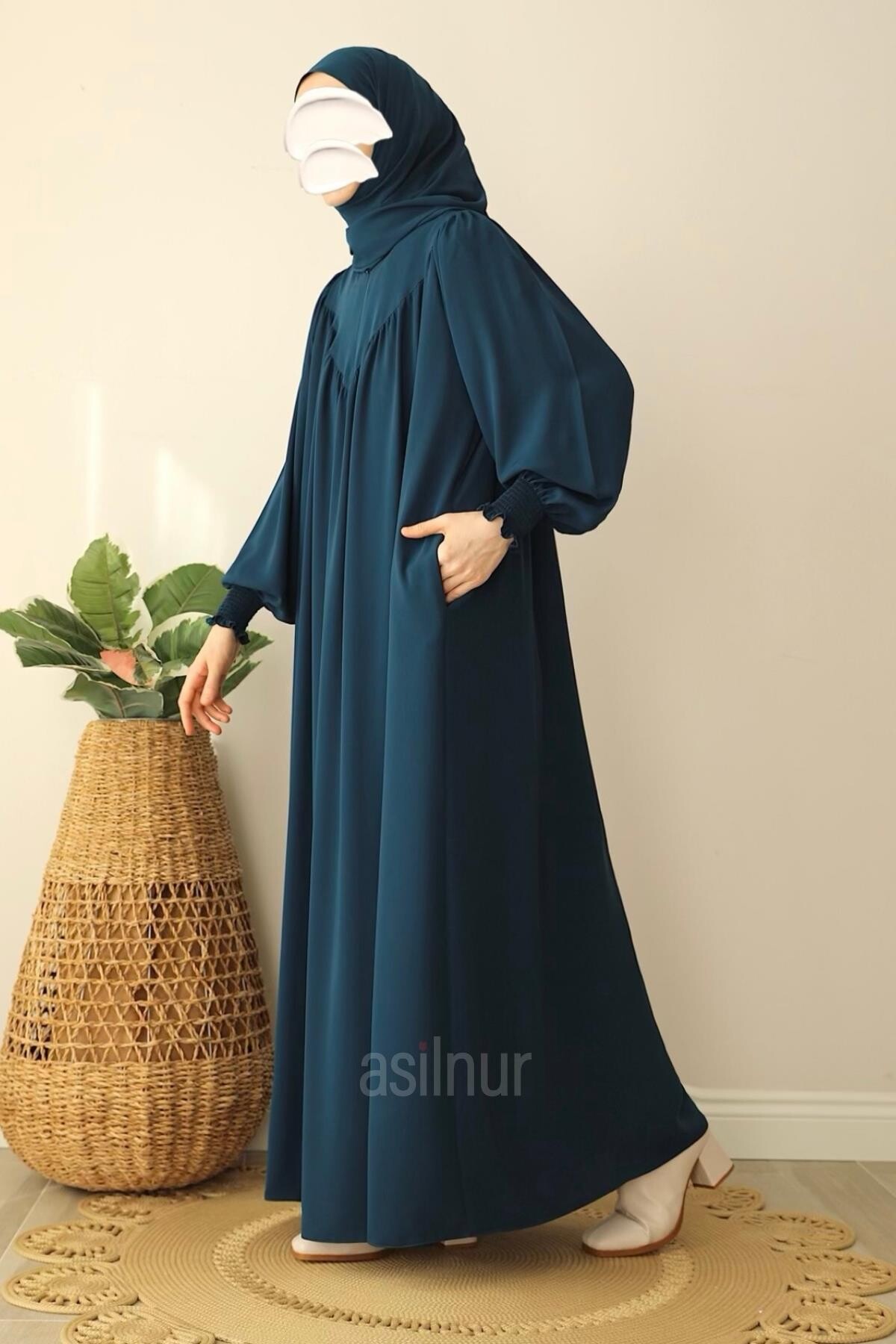 Sema Elbise Şal Hediyeli Takım Petrol Mavisi - 3