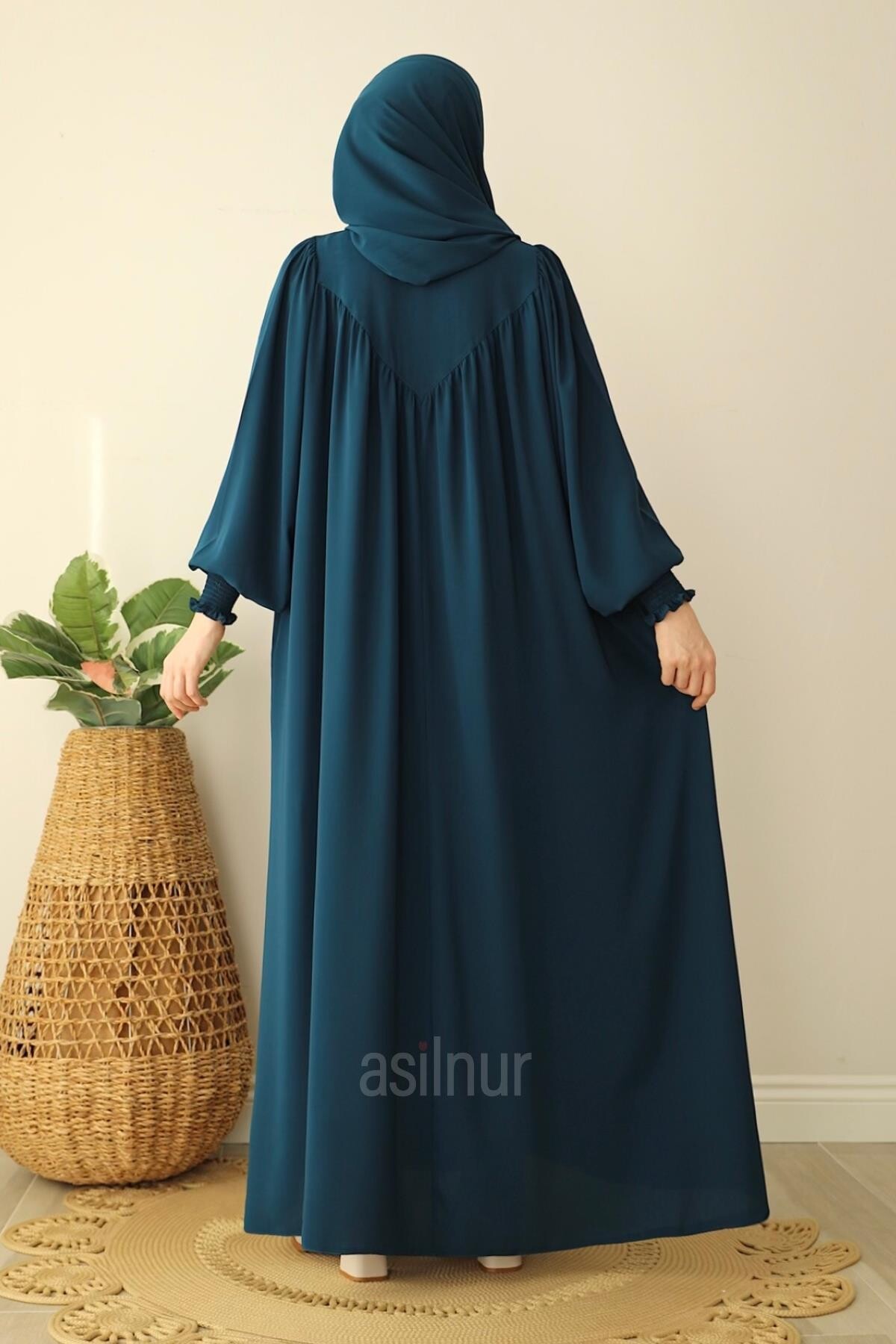 Sema Elbise Şal Hediyeli Takım Petrol Mavisi - 4