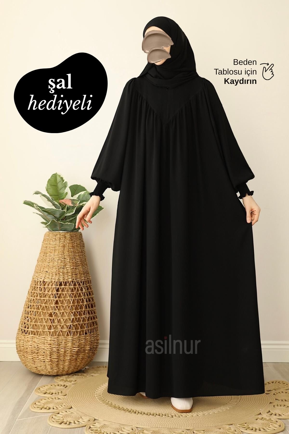 Sema Elbise Şal Hediyeli Takım Siyah - ASİLNUR