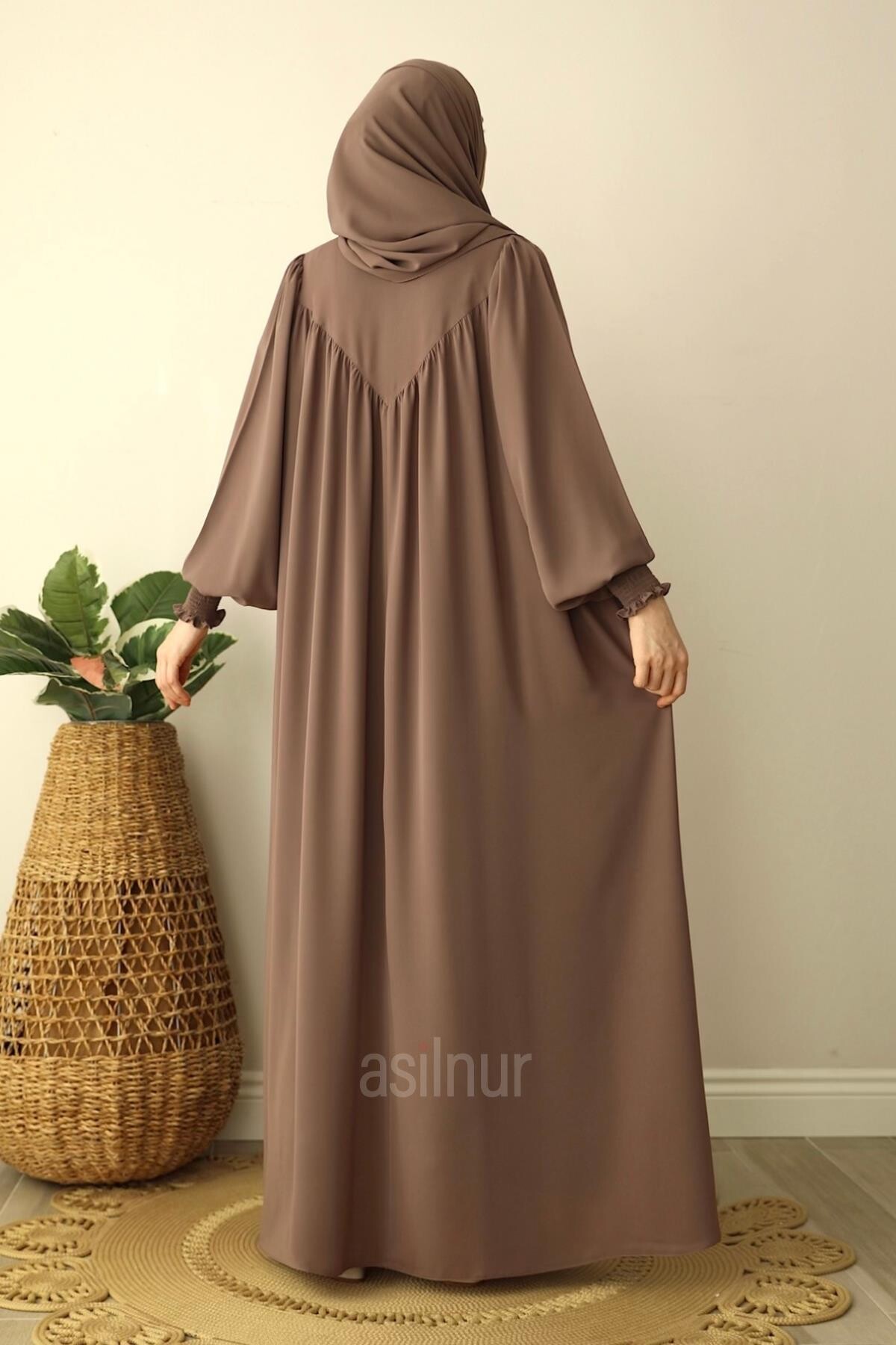 Sema Elbise Şal Hediyeli Takım Vizon - 4