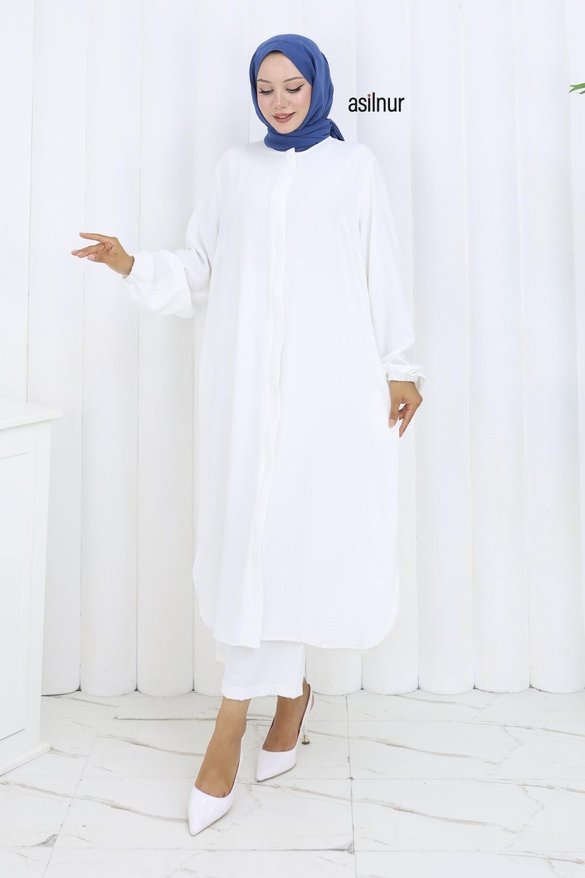 Sena Ayrobin Fermuarlı İkili Takım Beyaz - ASİLNUR