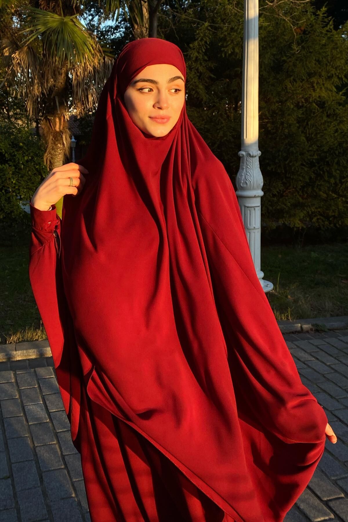 Sultan Baş İki Parça Manşet Kol Medine İpeği Çarşaf Bordo - 5