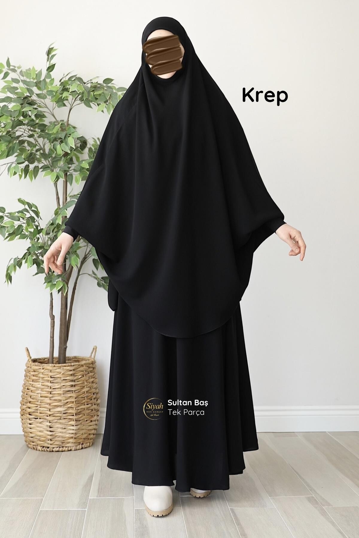 Sultan Baş Tek Parça Sandy Kol Krep Çarşaf - 6