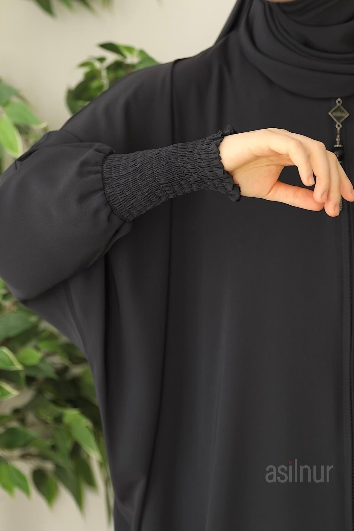 Ebru Yarasa Kollu Ferace Füme - 2