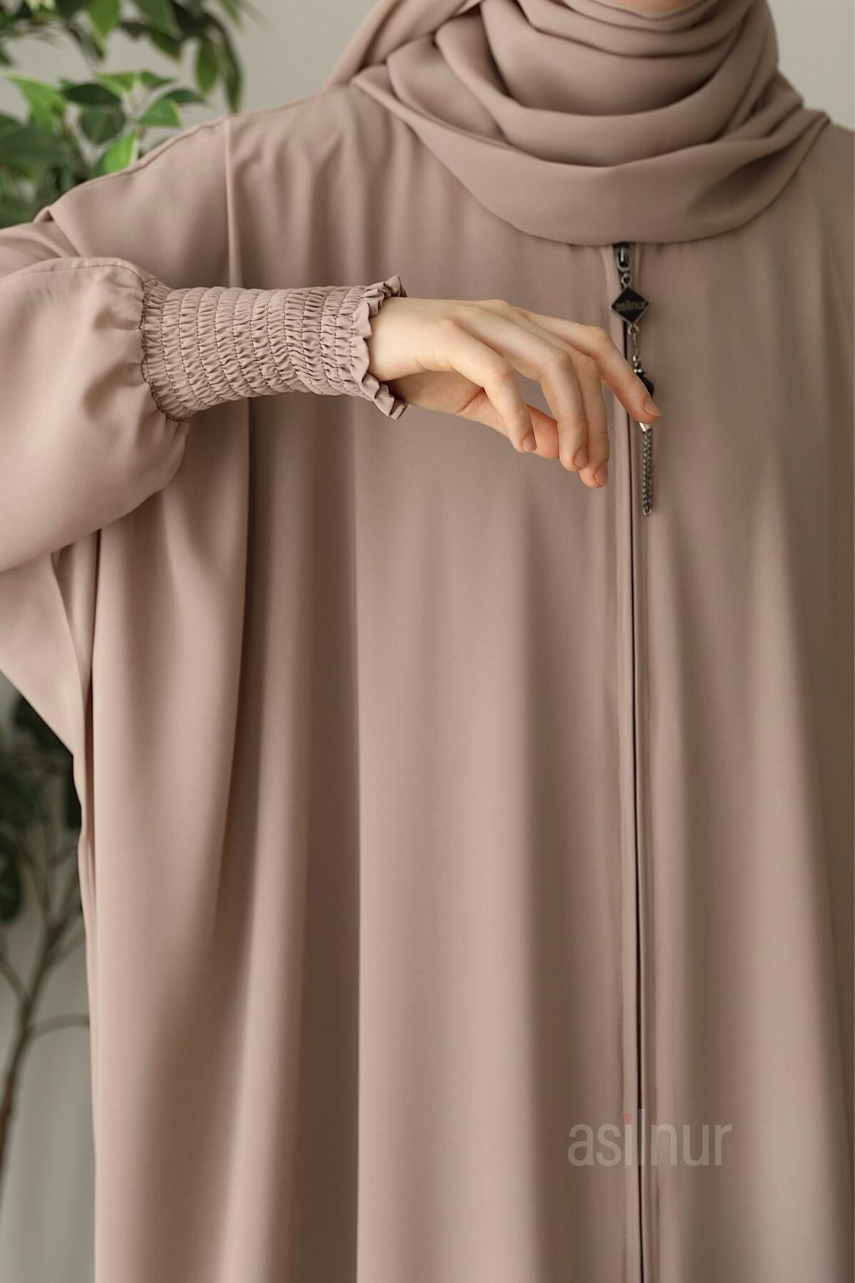 Ebru Yarasa Kollu Ferace Şal Hediyeli Takım Taş - 2