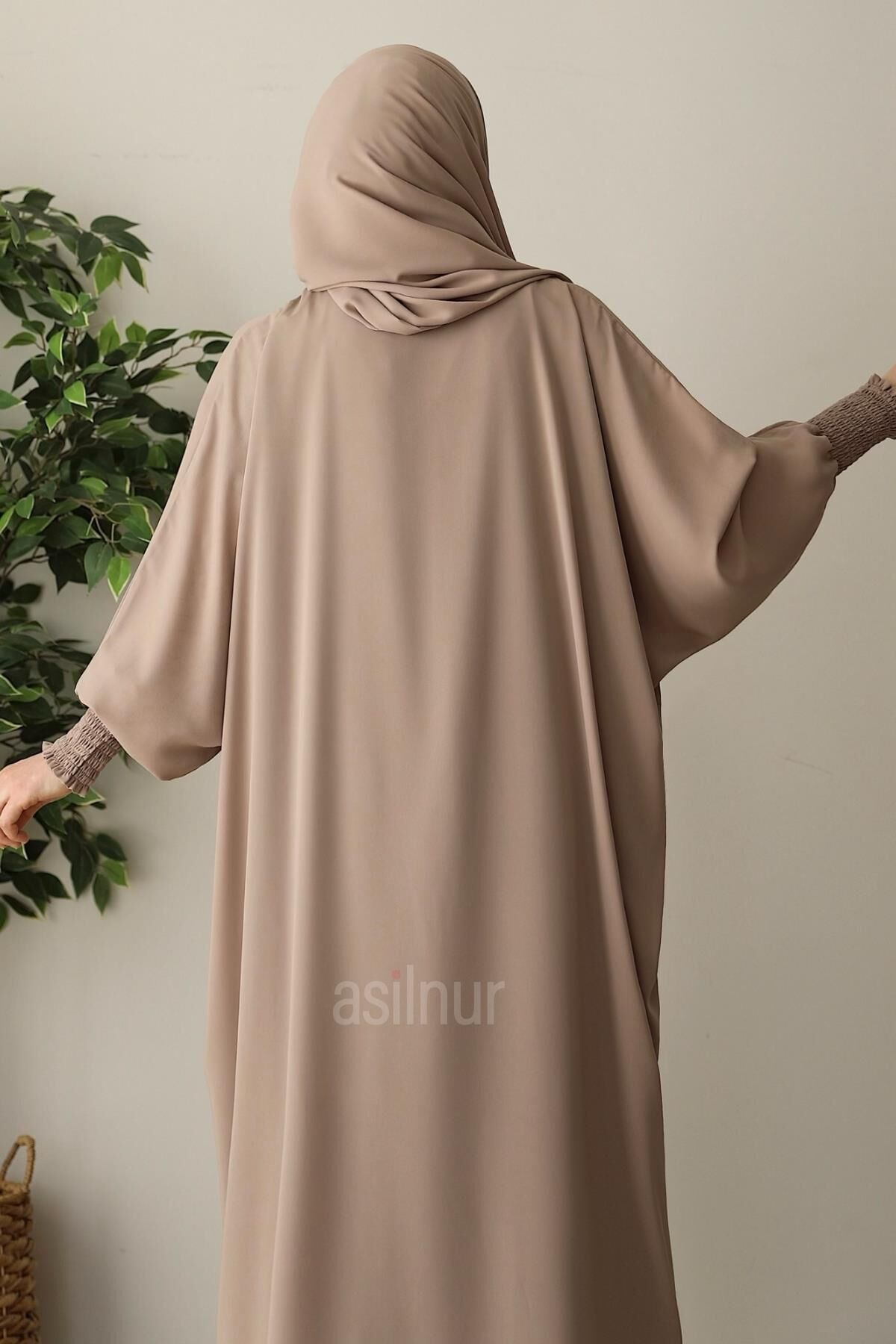 Ebru Yarasa Kollu Ferace Şal Hediyeli Takım Taş - 3