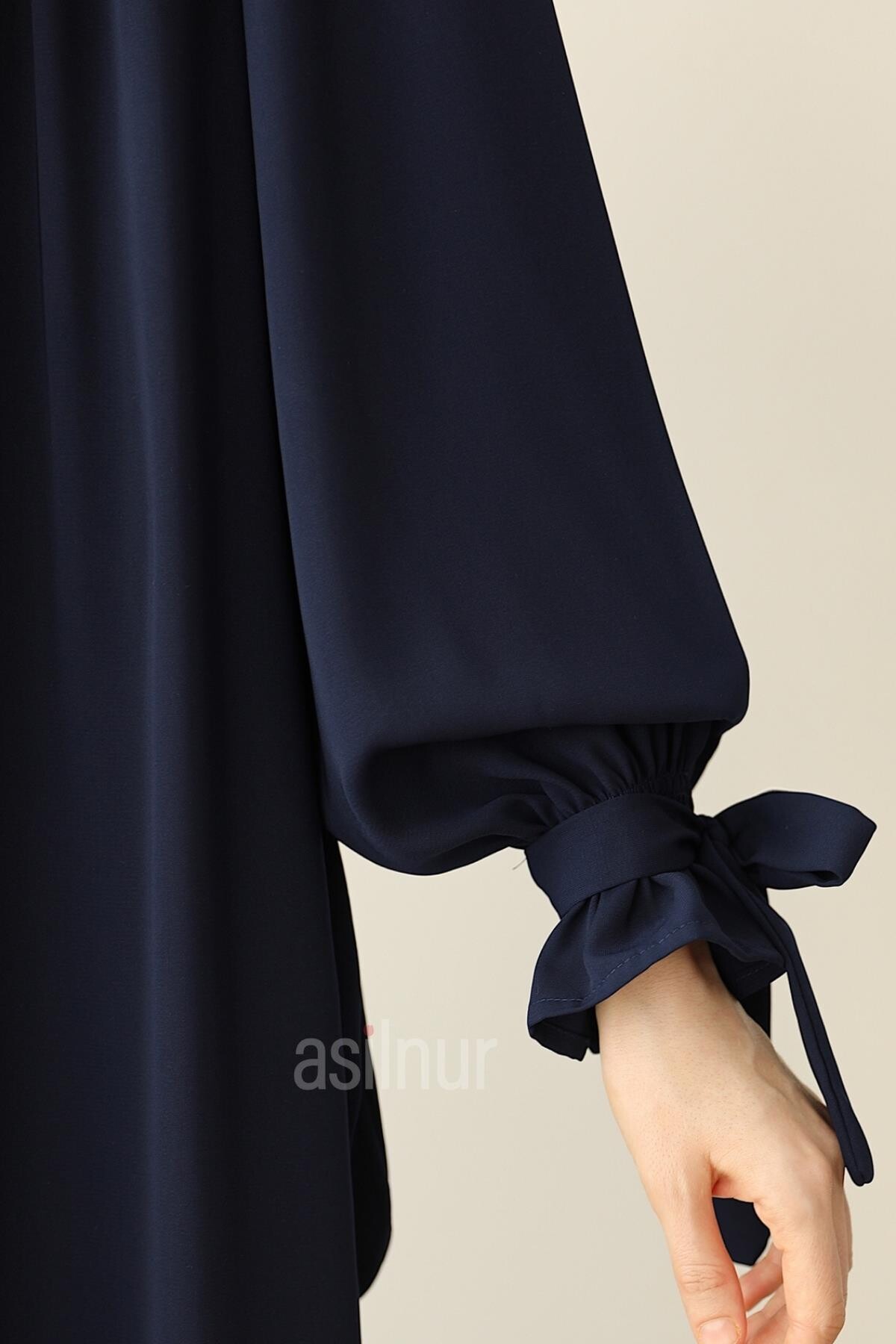 Zeynep Kol Bağlamalı Elbise Lacivert - 8