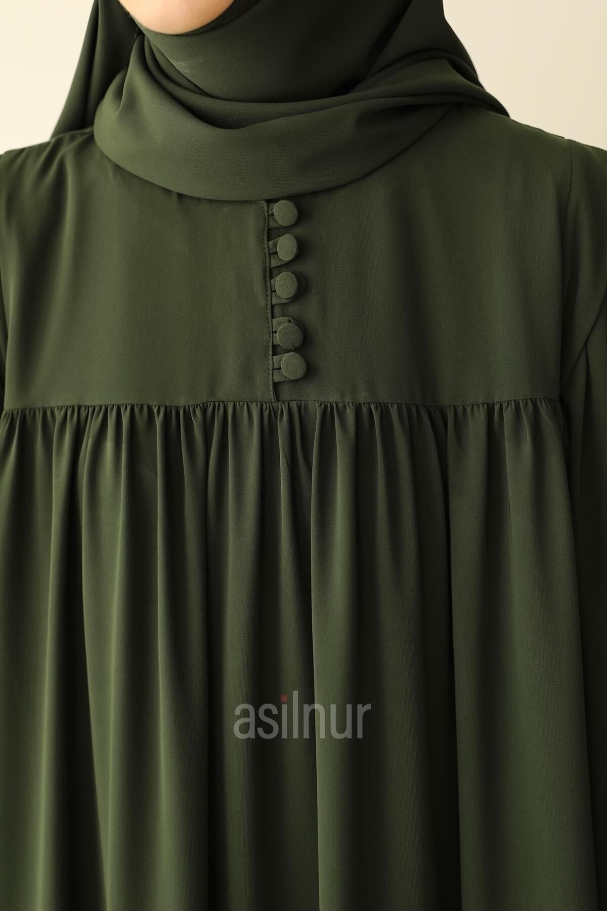 Zeynep Kol Bağlamalı Elbise Haki - 7