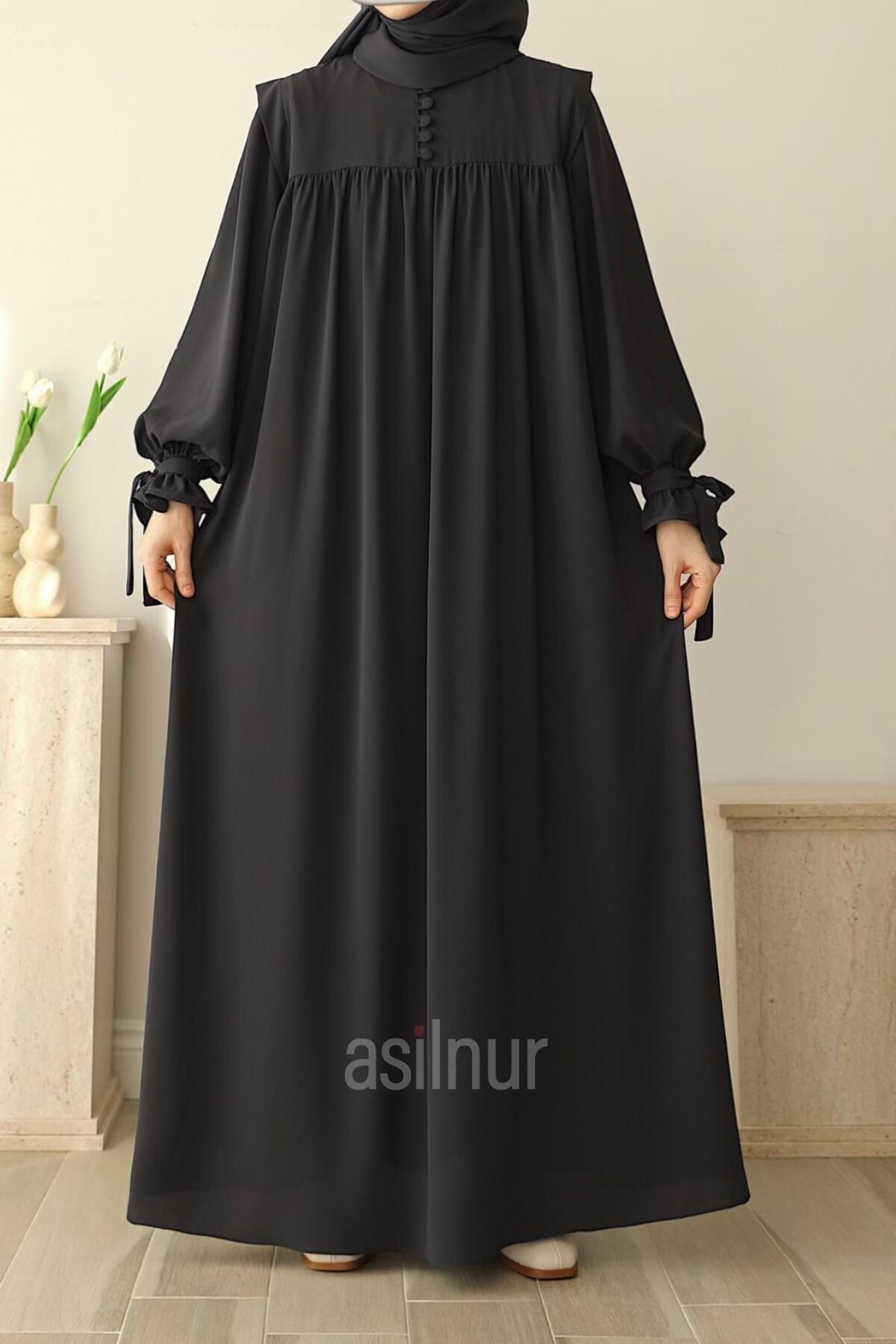 Zeynep Kol Bağlamalı Elbise Füme - 3