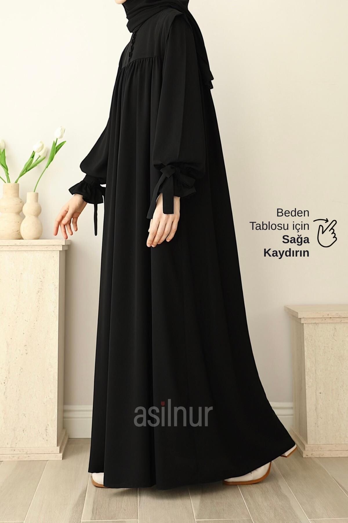Zeynep Kol Bağlamalı Elbise Siyah - ASİLNUR