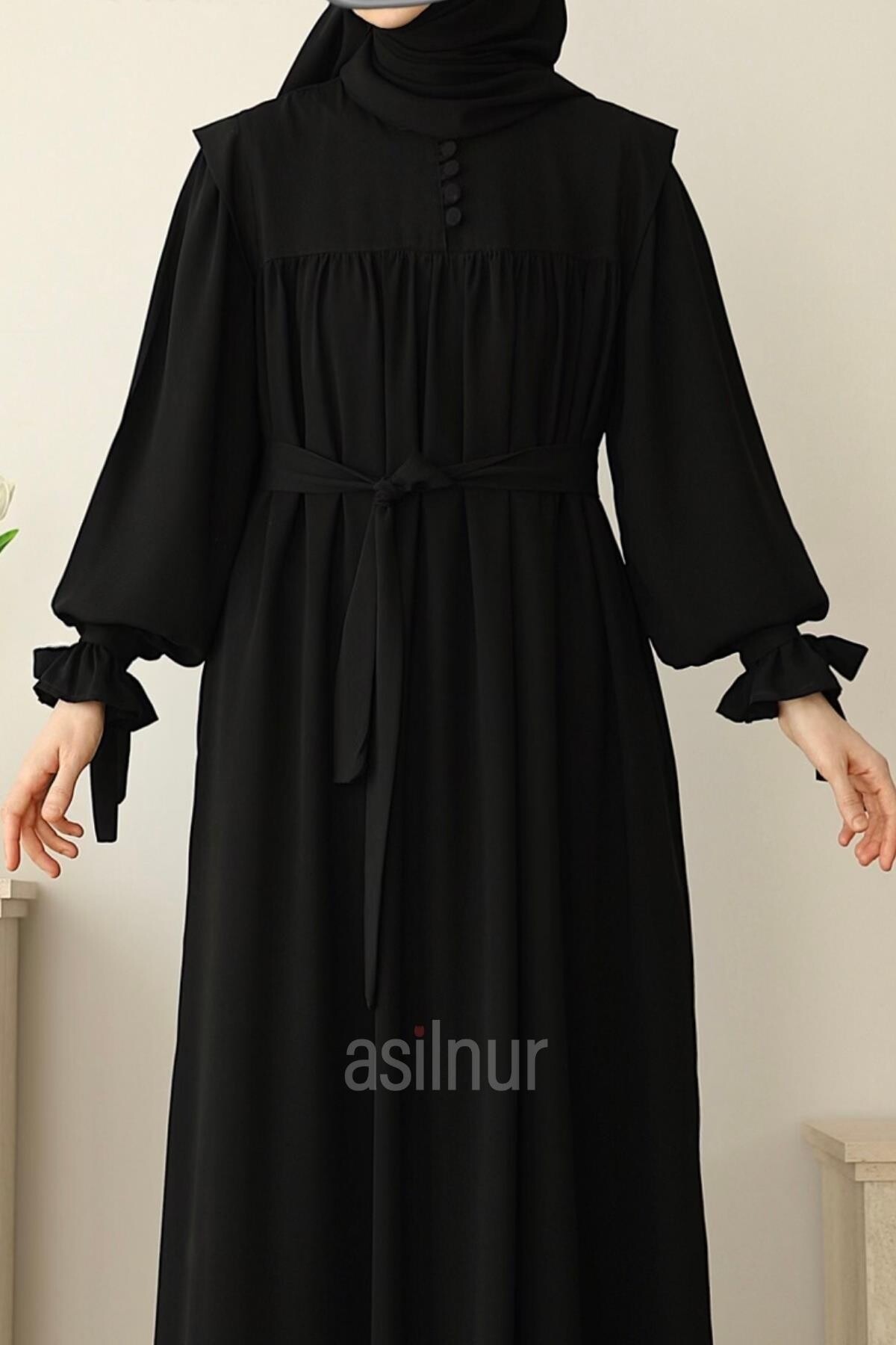 Zeynep Kol Bağlamalı Elbise Siyah - 4