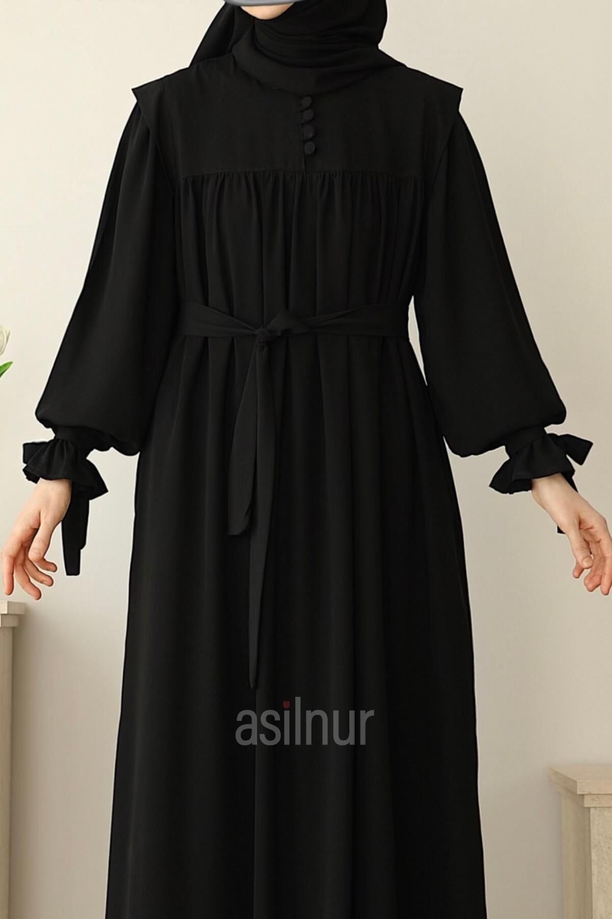 Zeynep Kol Bağlamalı Elbise Siyah - 4