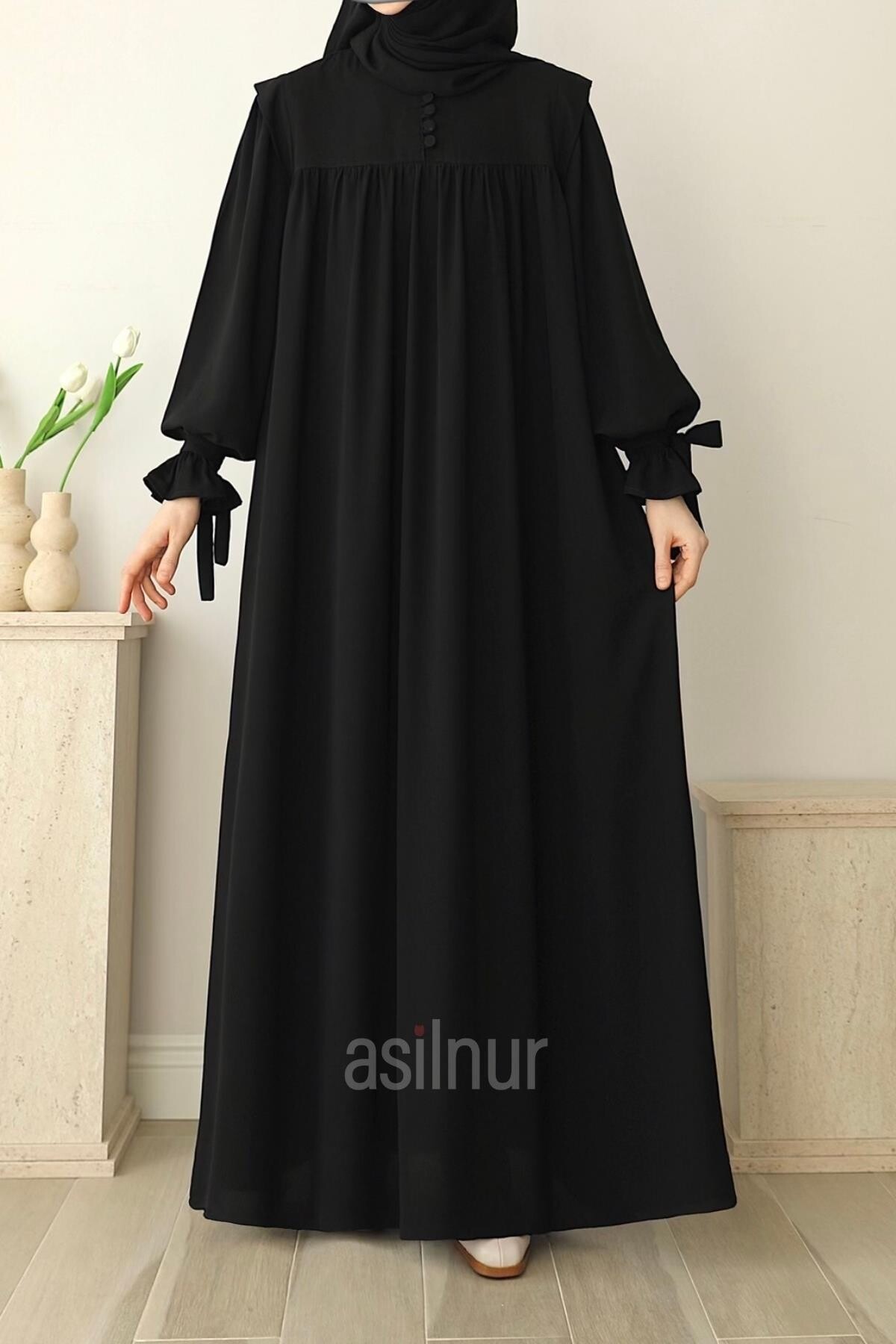 Zeynep Kol Bağlamalı Elbise Siyah - 3