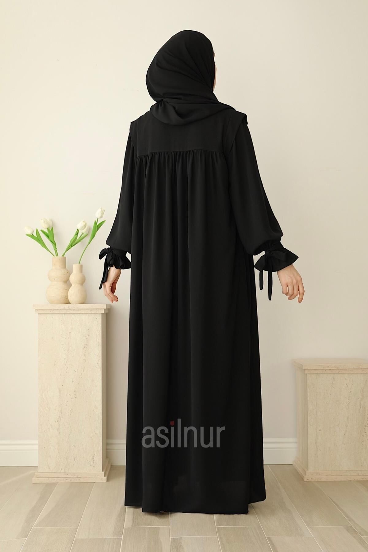 Zeynep Kol Bağlamalı Elbise Siyah - 5