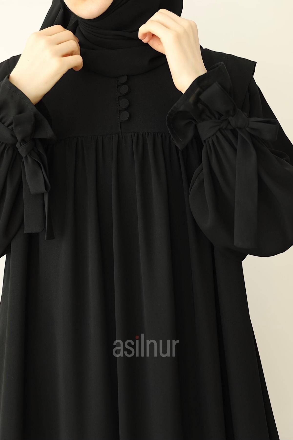 Zeynep Kol Bağlamalı Elbise Siyah - 6