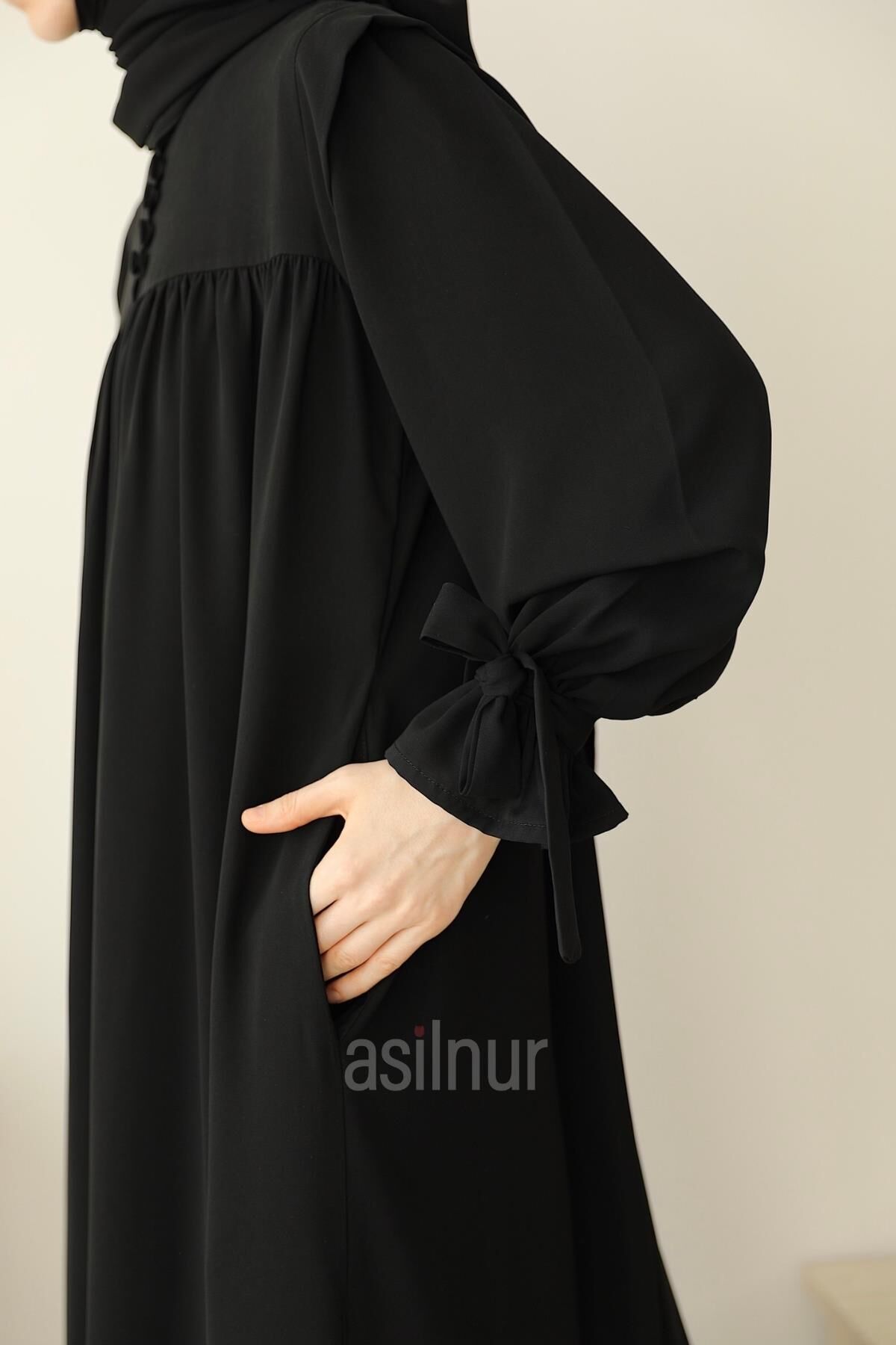 Zeynep Kol Bağlamalı Elbise Siyah - 7